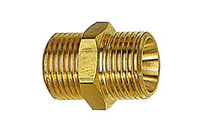 RIEGLER 11165-252.04/S dubbel gängnippel, cyl, G 3/8 a, G 3/4 a, SW 32, mässing, 1 st