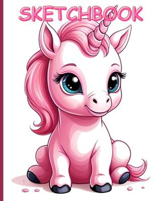 Pinky Unicorn Sketchbook: Lovely Pinky Unicorn Sketchbook Cover, 102 Pages, 8.5 x 11 Page Size, 100 Blank Pages, Girls Sketchbook