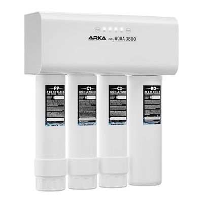 ARKA myAQUA 3800 - Impianto ad osmosi inversa, 2,6 l/min, 3800 l/giorno, filtro dell'acqua e sistema di addolcimento, rimuove fino al 99% di sali, inquinanti e batteri, per acquari e domestici