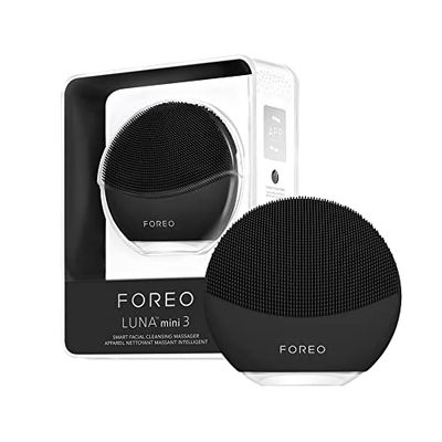 FOREO LUNA mini 3 Spazzola pulizia viso - Compatto - Massaggio viso hi-tech, silicone ultraigienico - Pulizia semplice - Detergente viso hi-tech - Collegabile tramite app - Midnight