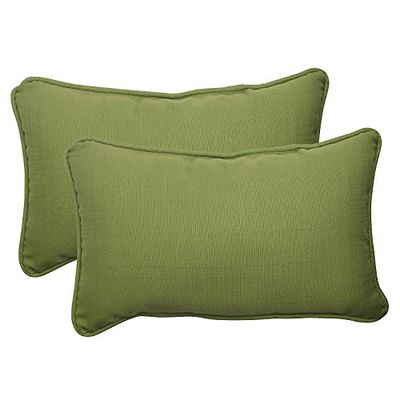 Pillow Perfect Outdoor Forsyth Corded Rectangular Throw Pillow, Verde, Set di 2