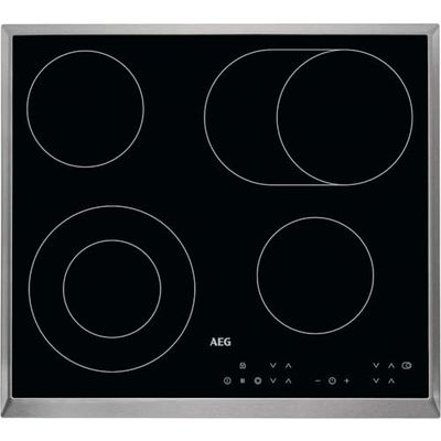 AEG 3000 Series Radiant Hob Ceramic, HK634060XB, 58cm 4 Zones, Ceramic Hob with Stainless Steel Frame