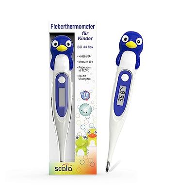 scala SC 44 Flex Speed Thermomètre numérique 10 secondes Pingouin blanc pour enfants et bébés