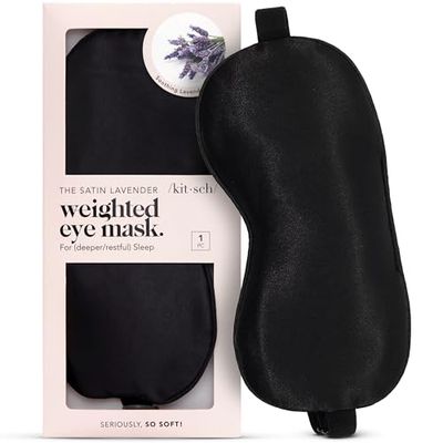 Kitsch Eye Mask for Sleeping, Lavender Softer Than Silk Sleep Mask, Satin Eyemask for Sleeping, Light Blocking & Stylish Eye Cover, Night Eye Pillow Mask, Travel Sleeping Mask for Women & Men (Black)
