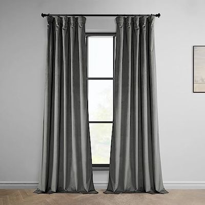 HPD Half Price Drapes Heritage Rideau en Velours Pelucheux, Gris Destiny, 50 x 96 cm