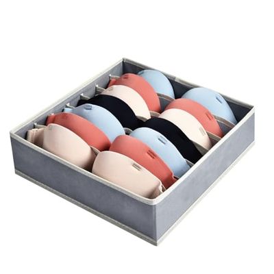 AiQInu Organisateur Tiroir pour Sous-Vetements,Boîtes de Rangement Soutien Gorges avec 7 Compartiments,Pliables Placard Boite Rangement Tiroir pour Soutien-Gorges, Cravates, Foulard