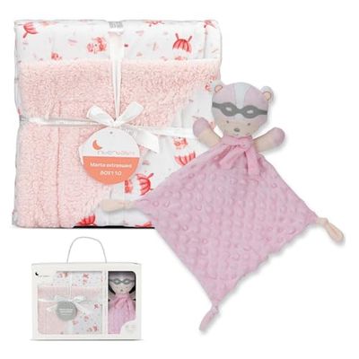 Baby geschenkset: roze deken "Paracaidista" met doudou