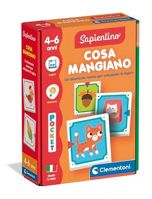 Clementoni Sapientino - Cosa Mangiano?, Gioco Educativo per Bambini 4-6 Anni con Flashcards Memory per Associare Animali e Cibi, Stimola la Logica, Made in Italy, Lingua Italiana, 16863