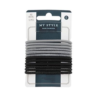 Manicare Passepoils épais élastiques, Noir/gris, 12-count