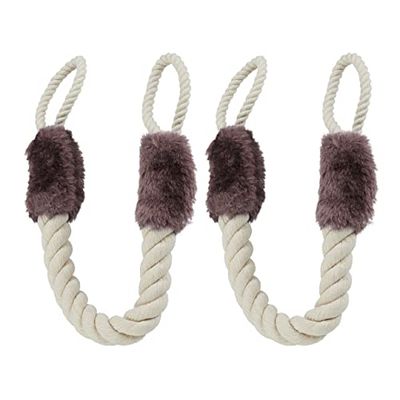 Relaxdays Tope Puerta Cuerda, 2, para Picaporte, Cordel Anticierre, 60 cm, Protección Niños y Mascotas, Beige/Marrón, Algodón, Türkordel Klemmschutz 2er Set Braun