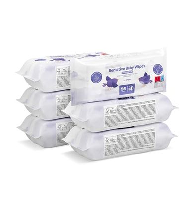 by Amazon Sensitive Baby Wipes 336 Wipes, Unscented, 6 Pack of 56, (Previously a Mama Bear brand, same product)