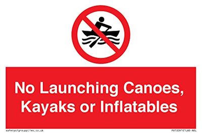 Geen lancering kano's, kajaks of inflatables teken - 150x100mm - A6L