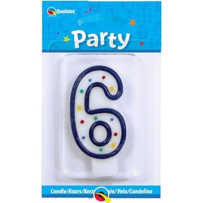 Qualatex- Candela del Partito, Multicolore, Multi-Colour Candle Age 6, 26380