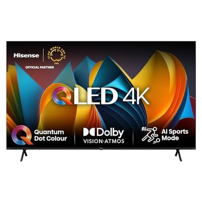 Hisense TV 85 pollici QLED 4K 85E77NQ, Smart TV VIDAA U7, Dolby Vision, HDR 10+, Game Mode Plus, Dolby Atmos, Alexa Built-in, VIDAA Voice, Tuner DVB-T2/S2 HEVC 10, lativù 4K, 85'', 2024 QLED 60Hz