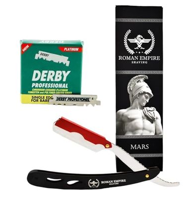 Darmowa ręczna maszynka do golenia Mars New firmy Roman Empire Shaving | Profesjonalna maszynka do golenia dla mężczyzn do brody, wąsów i konturów z zestawem 100 żyłek Derby Professional