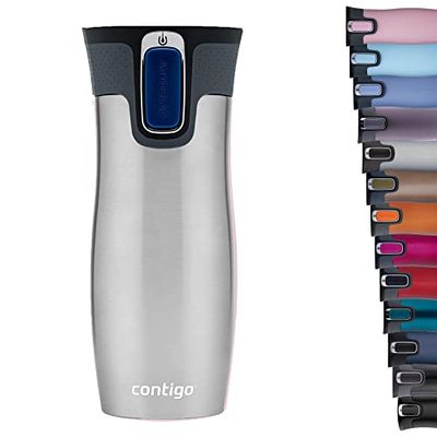 Contigo West Loop Autoseal Travel, Thermique en acier inoxydable, Fiole à vide, Gobelet étanche, Tasse à café avec couvercle facile à nettoyer sans BPA, Acier inoxydable, 470 ml 2095832
