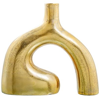 JARRÓN ALUMINIO 31CM ORO RUGOSO_34X8X31CM