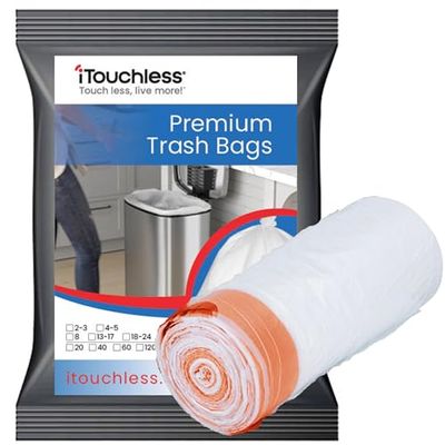 iTouchless Bolsas de basura altas, se adapta a cubos de basura de 8 galones, forros fuertes para cubos de basura de cocina, para reciclaje de basura en el hogar, oficina, transparente, 40 unidades
