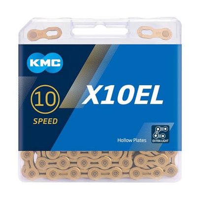 KMC Chain X10EL Ti-N Gold, Titanium Nitride coating 10 speed 114, 1 pcs/box