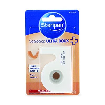 Steripan - Sparadrap ultra macio - alta tolerância cutânea, com dispensador - peles sensíveis, 2,5 cm x 5 m