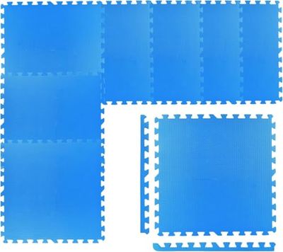 Fitnessmat, 4o8-delige set, dekt 1,49 en 2,98 m², gymnastiekmat van EVA puzzeltapijt, antislip, 61 x 61 cm, dikte 1,2 cm (8 stuks, lichtblauw)