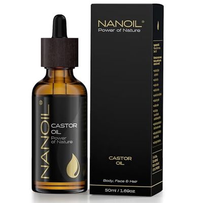 Nanoil Castor Oil 50ml - Organic, cold-pressed and unrefined castor oil for face, body and hair care. Reinforcement, shine and longer hair