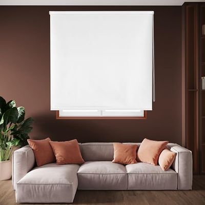 Blindecor Draco Estore de rolo opaco liso, branco partido, 100 x 230 cm (largura por altura), Tamanho do tecido 97 x 225 cm. Estores térmicos blackout