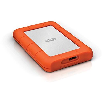 LaCie Rugged Mini, 1 TB, extern hårddisk, stötsäker och fallbeständig, för PC och Mac, Orange/Grå, 2 års räddningstjänster (LAC301558)