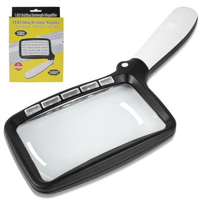 Kolamom Lente d'ingrandimento con Luce, 3X Lente di Ingrandimento da Lettura con 2 Modalità Dimmerabile, Lentes Ingrandimento per Artigianato, Orologiai, Monete, Francobolli