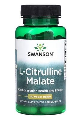 Swanson Complexe L-Citrulline Malate 750mg - 60 Capsules | Supplément pour l'Endurance Musculaire et la Performance