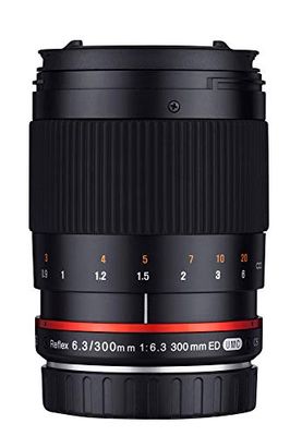 Samyang Reflex f/6,3 300 mm, Fujifilm X MILC preto, alvo (MILC, 9/9, 0,9 m, Fujifilm X, manual, 30 cm)