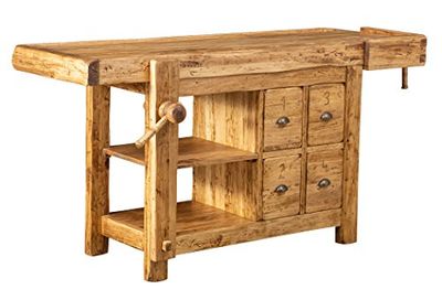 Biscottini Table Haute 184x74x92 cm Made in Italy | Meuble Cuisine en Bois Massif | Établi Pliant | Table Haut Cuisine en Bois