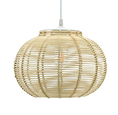 LUSSIOL Candeeiro Korba, candeeiro suspenso de vime, 60 W, natural, diâmetro 30 x altura 23 cm