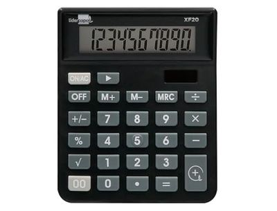 Calcolatrice leadercarta tavolo xf20 10 cifre solari e batterie colore nero 127x105x24 mm