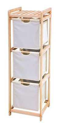 King Collection King Home c1513005 cajonera 3 cajones de madera y tela Ecru, 34 x 33 x 110h