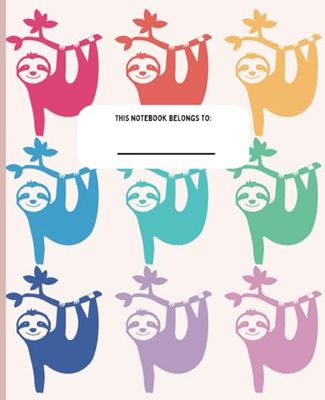 Composition notebook: Colorful and Cute Sloth | Wide Ruled Notebook | Composition Notebook wide ruled | 7.5 x 9.25 in., 120 pages, For kids, teens, and adults | Gratitude, Task List, Diary Journal