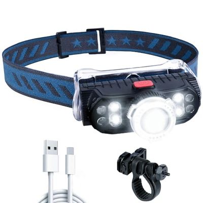 LETOUR Hoofdlamp, hoofdlamp LED, hoofdlamp USB, 7 modi LED-koplamp hoofdlamp oplaadbaar met rood licht, hoofdlamp LED oplaadbaar voor joggen, vissen, kamperen, fietsen