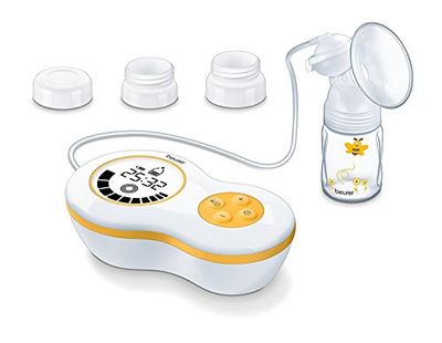 Beurer BY40 Electric Breast Pump | Vacuum Pump with 10 Stimulation Levels and 10 Pumping Levels| Setting Memory Function | Comfortable Silicone Cushion | Avent and NUK Bottle Adapter, White