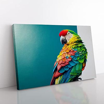 Captivating Parrot Canvas Wall Art Print Ready to Hang, Framed Picture for Living Room Bedroom Home Office Décor, 60x40 cm (24x16 Inch)