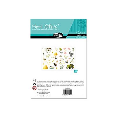 Maildor AE010O - Un sachet de gommettes Mimi stick' 12 planches 21x16 cm, Ferme (444 stickers)