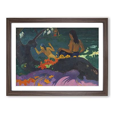 By The Sea By Paul Gauguin Classic Painting Framed Wall Art Print, Ready to Hang Picture for Living Room Bedroom Home Office Décor, Walnut A2 (64 x 46 cm)