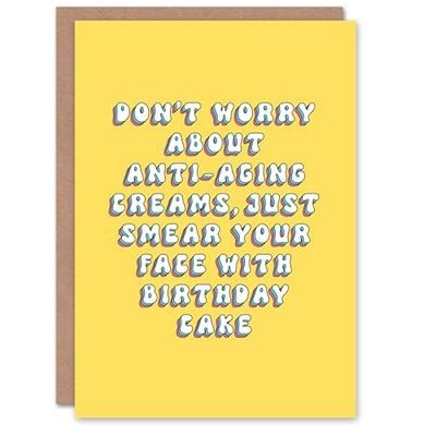 Artery8 Greeting Card Anti Aging Cream Cake Smear Face Silly Funny For Her Sister Daughter Niece Granddaughter Woman Birthday Card
