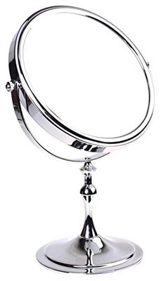 HIMRY Designed cosmeticaspiegel/make-upspiegel, 8 inch, 360 graden draaibaar. 2 spiegels: normaal en 7-voudige vergroting, 17,5 cm ø, verchroomd, KXD3105-7x