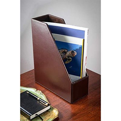 Dacasso Porte-revues en Cuir reconstitué Marron foncé 25,4 x 10,16 x 31,11 cm