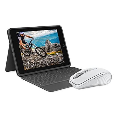 Logitech MX Anywhere 3 for Mac – Compact Performance Mouse, Wireless + Rugged Folio – iPad (7th Generation, Models: A2197/A2200/A2198) Protective Keyboard Case