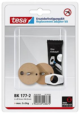tesa Adaptador POWER.KIT BK177,2, repuesto autoadhesivo, placa metálica, Ø 34mm, altura 12mm, longitud tornillo 9mm