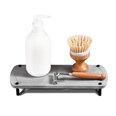 Momo Lifestyle Bathroom Sink Fast Drying Stone Sink Caddy Drying Rack Accessory Organizer Diatomaceous Earth Bottle Drying Rack Dish Sponge Countertop Organizer Drytomini