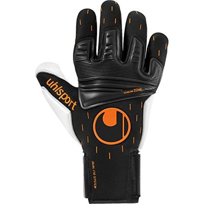 uhlsport Speed Contact ABSOLUTGRIP Reflex Guantes de Portero Fútbol Soccer Neopreno Maduro, Adolescente Negro/Blanco/Naranja Fluo - Tamaño 10.5