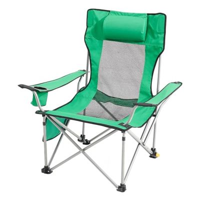 VEVOR Campingstoel, kantelbaar, draagbaar, 1530 x 830 x 730 mm, draagvermogen 149,69 kg, campingstoel met voetensteun, bekerhouder, zijzak en hoofdsteun, voor kamperen, vissen, groen