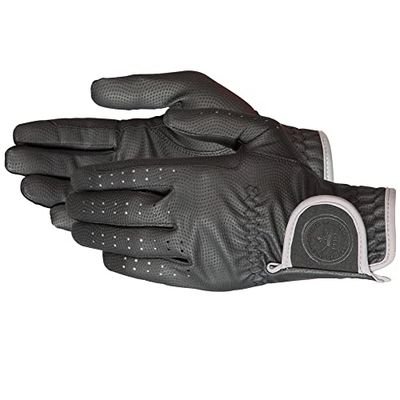 PFIFF 102601 - Guantes de equitación Twin-Color, Color Negro y Gris 12